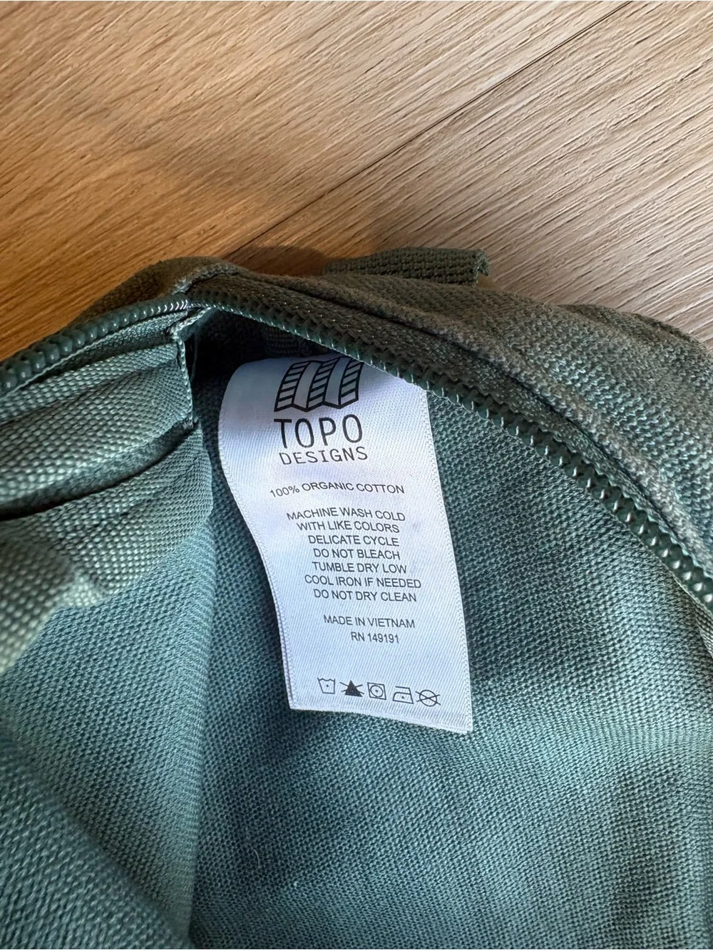 Topo Designs Olive Green Sling Bag with Adjustable Strap